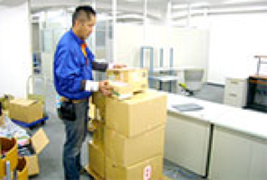 梱包中のスタッフ